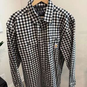 Carhartt Loose Fit Black & White Gingham Button Down Size Large